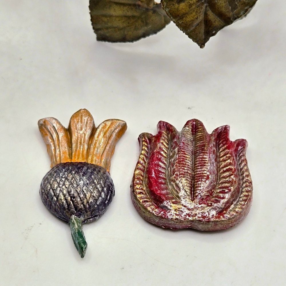 "5/$25" Set Of 2 Handmade Resin Flower Refridgerator Magnets
